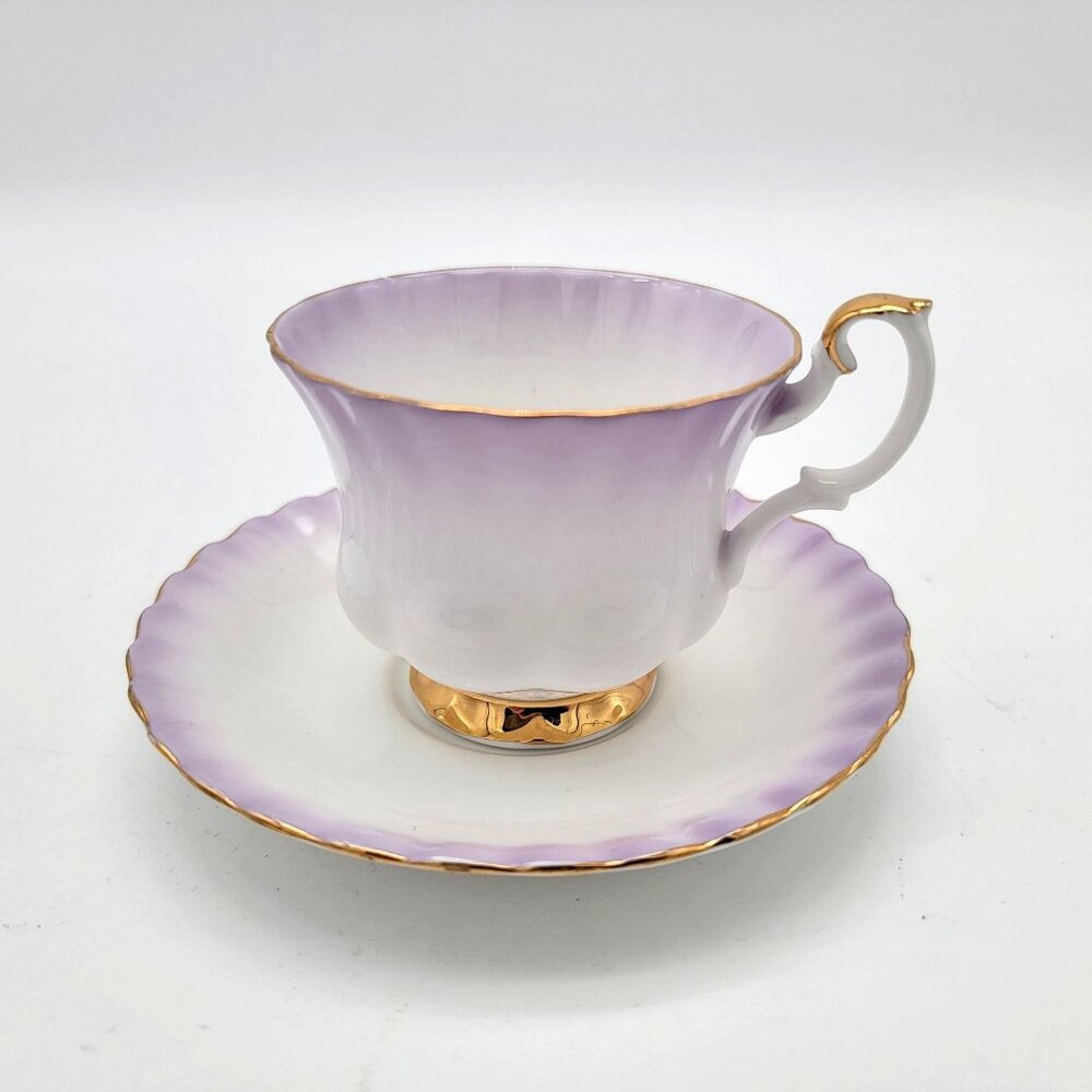 1950s Royal Albert Bone China Rainbow Pastel Purple Teacup & Saucer